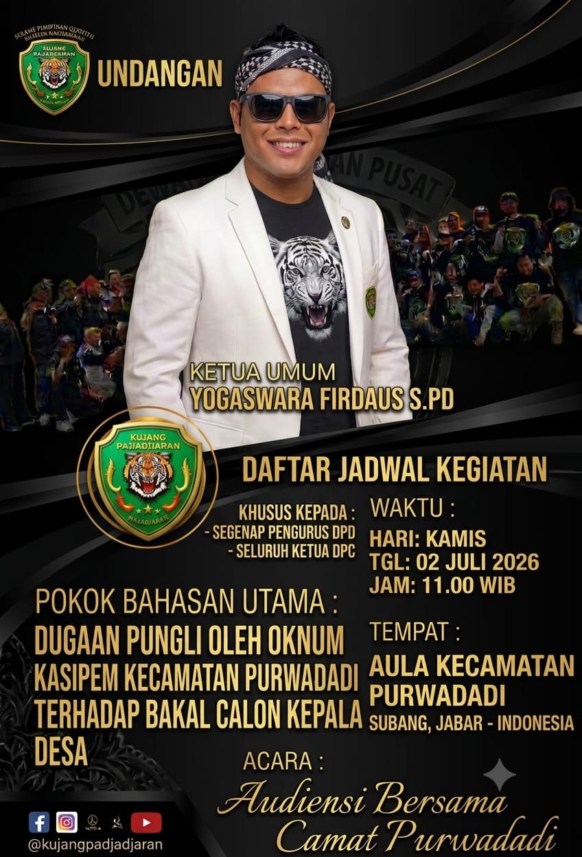 Ormas Kujang Pajajaran Nusantara DPD Kabupaten Subang Akan Gelar Audiensi di Kecamatan Purwadadi Terkait Dugaan Pungli Oknum Kasipem